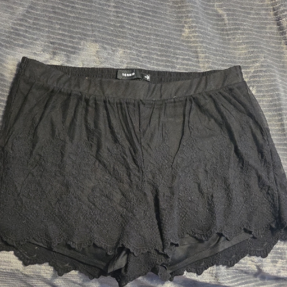Torrid Black Lace Trim Shorts